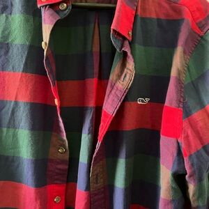 Vineyard Vines Red, Green & Navy Plaid Button-Down Shirt